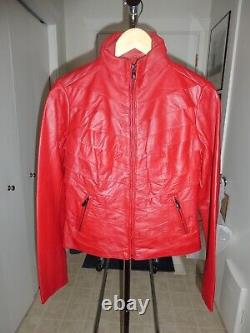 Veste en cuir rouge vintage drapée taille S Neiman Marcus