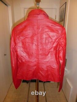 Veste en cuir rouge vintage drapée taille S Neiman Marcus