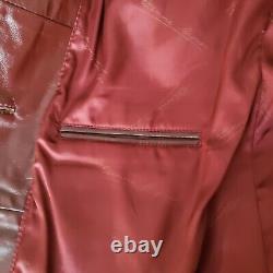 Veste en cuir véritable Etienne Aigner couleur sang de boeuf doublée Taille 10 Vintage Taïwan