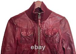 Veste en cuir vintage Bomber Ultra Miss Top Gun pour femme, taille Small, couleur bordeaux