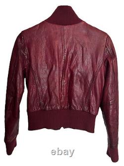 Veste en cuir vintage Bomber Ultra Miss Top Gun pour femme, taille Small, couleur bordeaux