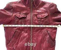 Veste en cuir vintage Bomber Ultra Miss Top Gun pour femme, taille Small, couleur bordeaux