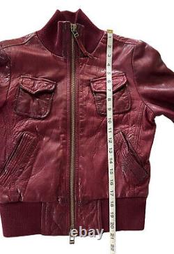 Veste en cuir vintage Bomber Ultra Miss Top Gun pour femme, taille Small, couleur bordeaux