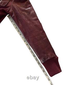 Veste en cuir vintage Bomber Ultra Miss Top Gun pour femme, taille Small, couleur bordeaux