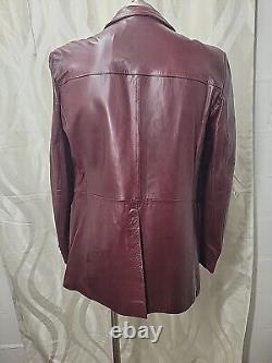 Veste en cuir vintage J. Riggins rouge oxblood des années 80 avec ventilation pour motards punk western.