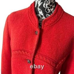 Veste en laine Giesswein Tirol Vintage Blazer Rouge Fantaisie Taille Large (sans étiquette de taille)