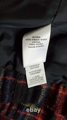 Veste en laine vierge vintage pour femme LL Bean avec écharpe attachée Taille 2 Carreaux rouge/noir
