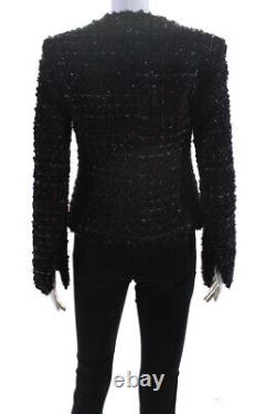 Veste en tweed vintage à un bouton pour femme Armani Collezioni noir et rouge taille 4.