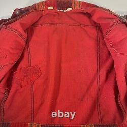 Veste en velours côtelé Levi's vintage rare des années 1970 pour femme, taille moyenne, motif à carreaux rouges