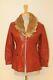 Veste/manteau En Cuir Rouge écarlate Vintage Pour Femmes - Taille M