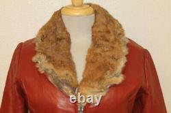 Veste/manteau en cuir rouge écarlate vintage pour femmes - Taille M