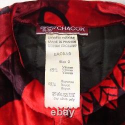 Veste oversize en velours rouge et noir CHACOK vintage doublée de matelassée taille 0 moyenne