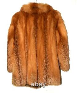 Veste pelucheuse en fourrure de renard rouge vintage à large col pour femme, taille S-M.