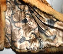 Veste pelucheuse en fourrure de renard rouge vintage à large col pour femme, taille S-M.
