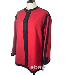 Veste pour femme vintage Bambalina taille moyenne en laine rouge avec fermeture à bascule et col rond