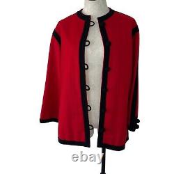 Veste pour femme vintage Bambalina taille moyenne en laine rouge avec fermeture à bascule et col rond