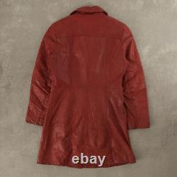 Veste trench en cuir vintage des années 90 rouge pour femmes de taille M