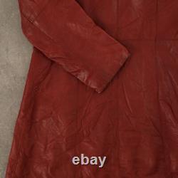 Veste trench en cuir vintage des années 90 rouge pour femmes de taille M