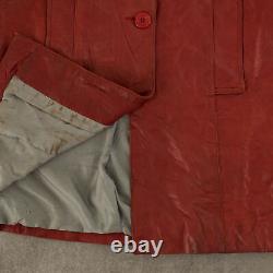 Veste trench en cuir vintage des années 90 rouge pour femmes de taille M