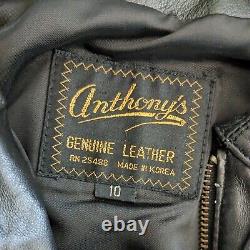 Veste vintage en cuir style bombardier noir rouge des années 80 pour femmes Anthony's taille 10