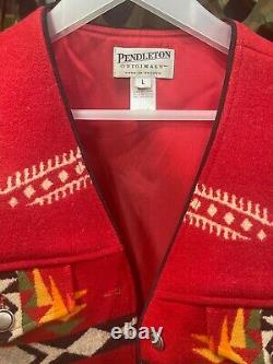 Veste vintage en laine vierge rouge Pendleton Originals taille L fabriquée aux États-Unis