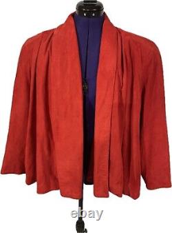 Veste vintage rare Maxima pour Neiman Marcus en daim rouge à ouverture avant - taille moyenne