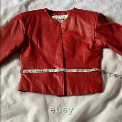 Veste vintage rouge ajustée en cuir véritable Wilsons des années 80, petite taille.