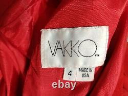Vieille Robe De Gaine Femme Vakko Taille 4 Rouge Suede Cuir Ouvert Dos Preowned