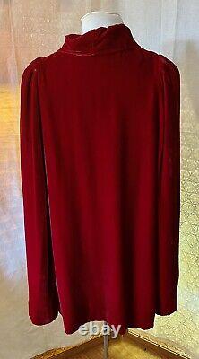 Vieilles Années 1940 Velvet Cloak Claret Ruby Rouge Veste Cape Robe 1-size Mariage