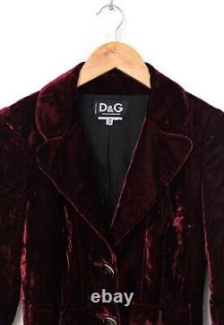 Vieilles Femmes Dolce & Gabbana D&g Velour Blazer Veste Manteau Rouge Taille It 38 Us 2