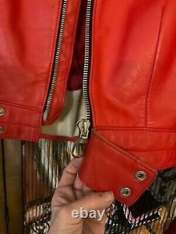 Vieilles Femmes Harro Veste De Moto Allemande Red Leather