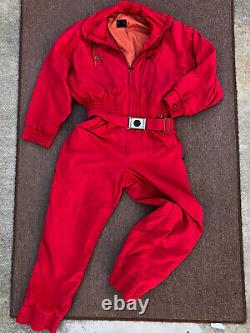 Vieux Costume De Ski De Bogner États-unis Fait Femmes L Brodé Rouge Coton Polyester