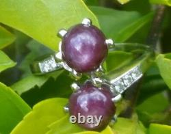 Vintage 18k Gold Star Ruby Diamond Ring-estate Jewelry Women’s Sz 7 5.3 Gm