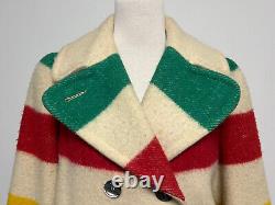Vintage 1960's Hudson's Bay Blanket Jacket Pea-coat 4 Point Convient À La Taille Femme M