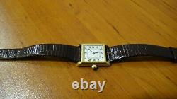 Vintage 1970 S Cartier Tank Manual Winding Lads Watch 18k Gold Electroplated