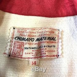 Vintage 40 A 50 Ans De Chimayo Matériel Veste Indienne Navajo Tissé Femmes Sz 14