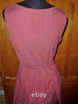 Vintage 50s Lanz Original Stripe Cotton Pleat Fit Torche Pleine Jupe Dress