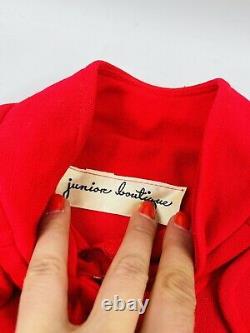 Vintage 60s Rockabilly Femmes 8 Large Jambe Bell Pantalon Bas Costume Ceinturé Blazer Rouge