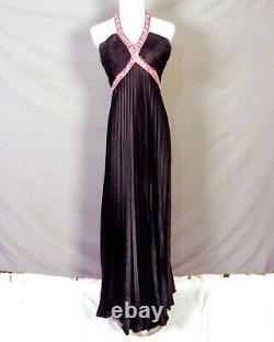 Vintage 80s 90s Tiffany Designs Noir Accordéon Pleat Empire Robe Prom Perlé 6