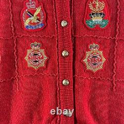 Vintage 80s Abercrombie Fitch Laine Cardigan Femmes Moyenne M Rouge Patches USA Rare