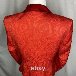 Vintage 90s Escada Couture Femme Taille 40 Jupe Ensemble Jacquard Roses Rouges