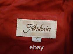 Vintage Ambria Red Designer Cuir Dolman Bold Epaules Robe 8 Valentines Day