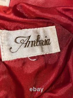 Vintage Ambria Red Designer MIDI Longueur Cuir Dolman Bold Epaules Robe 10