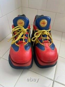 Vintage Années 90 Swear Alternative Platform Boots Clown Raver Rouge Bleu Jaune 42
