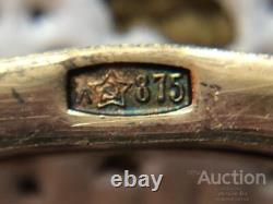 Vintage Argent 875 Bracelet Soviet Naturel Gem Ruby Gilding Femmes Urss Jewel