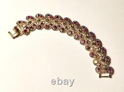 Vintage Art Arthur Pepper Red Ab Cristaux Grand Broch/clipon Boucles D'oreilles/bracelet