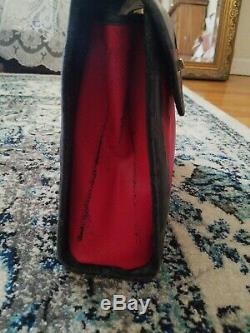 Vintage Auth Givenchy Noir Et Rouge Poignée Supérieure En Cuir Deux Tons Kelly 28cm Sac