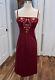 Vintage Betsey Johnson New York Y2k Robe Brodée Rouge / Burgundy Femmes Six 6