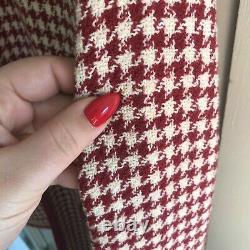 Vintage Chanel Red/cream Houndstooth Wool Cardigan Sweater Jacket Taille 42