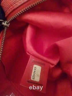 Vintage Chanel Round CC Red Travel Line Jacquard Nylon Wristlet Bag